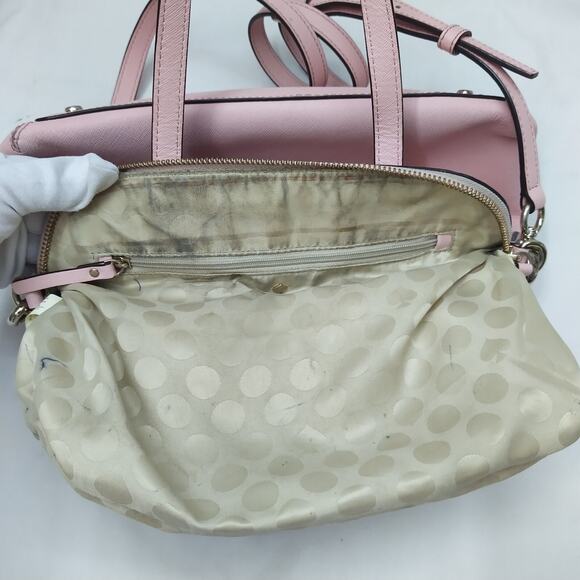 Kate Spade New York Pink Crossgrain Leather Domed Double Handles Satchel Bag - Picture 13 of 16